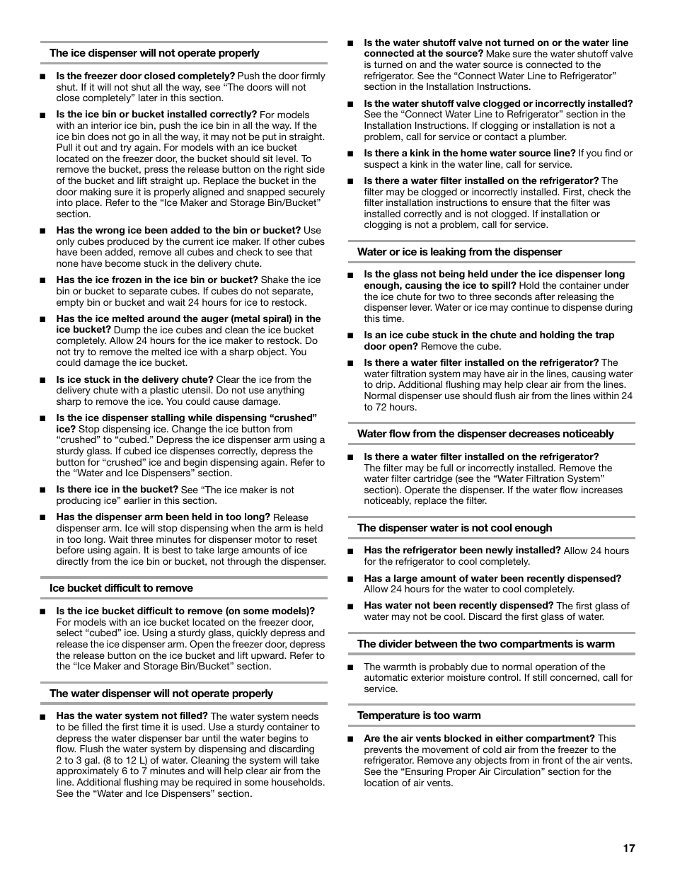KITCHENAID Side-by-Side Referigerator User Manual | Page 17 / 64