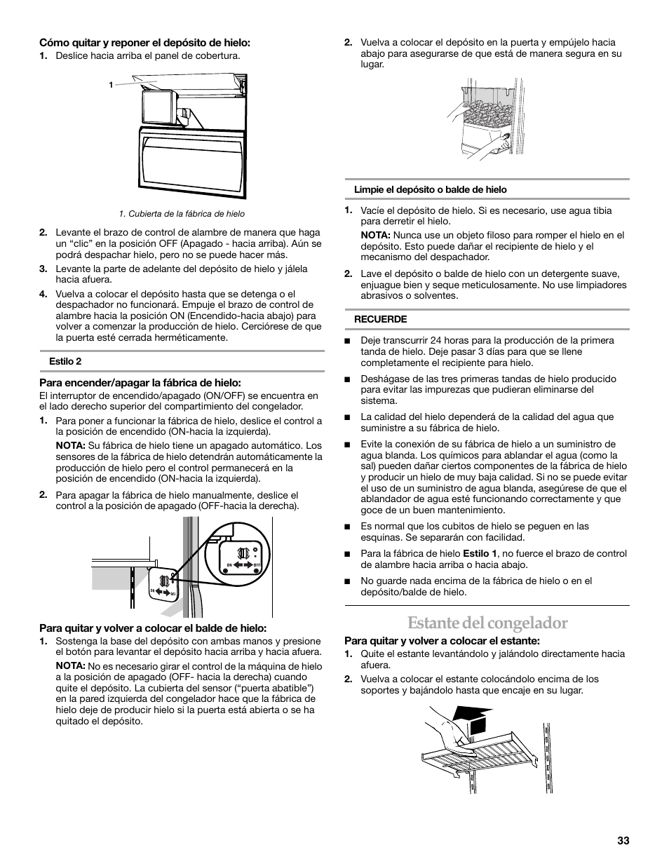 Estante del congelador | KITCHENAID Side-by-Side Referigerator User Manual | Page 33 / 64