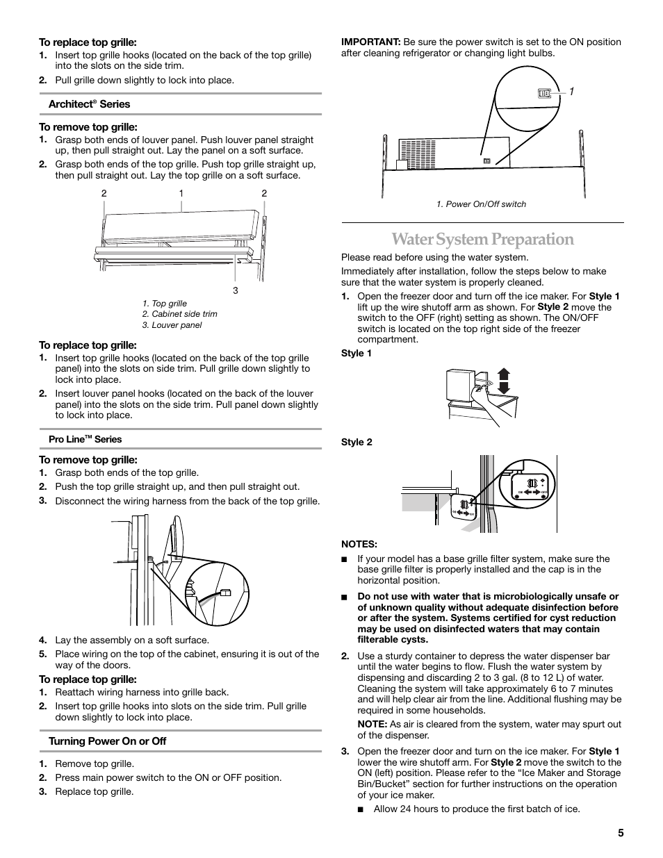 Water system preparation | KITCHENAID Side-by-Side Referigerator User Manual | Page 5 / 64