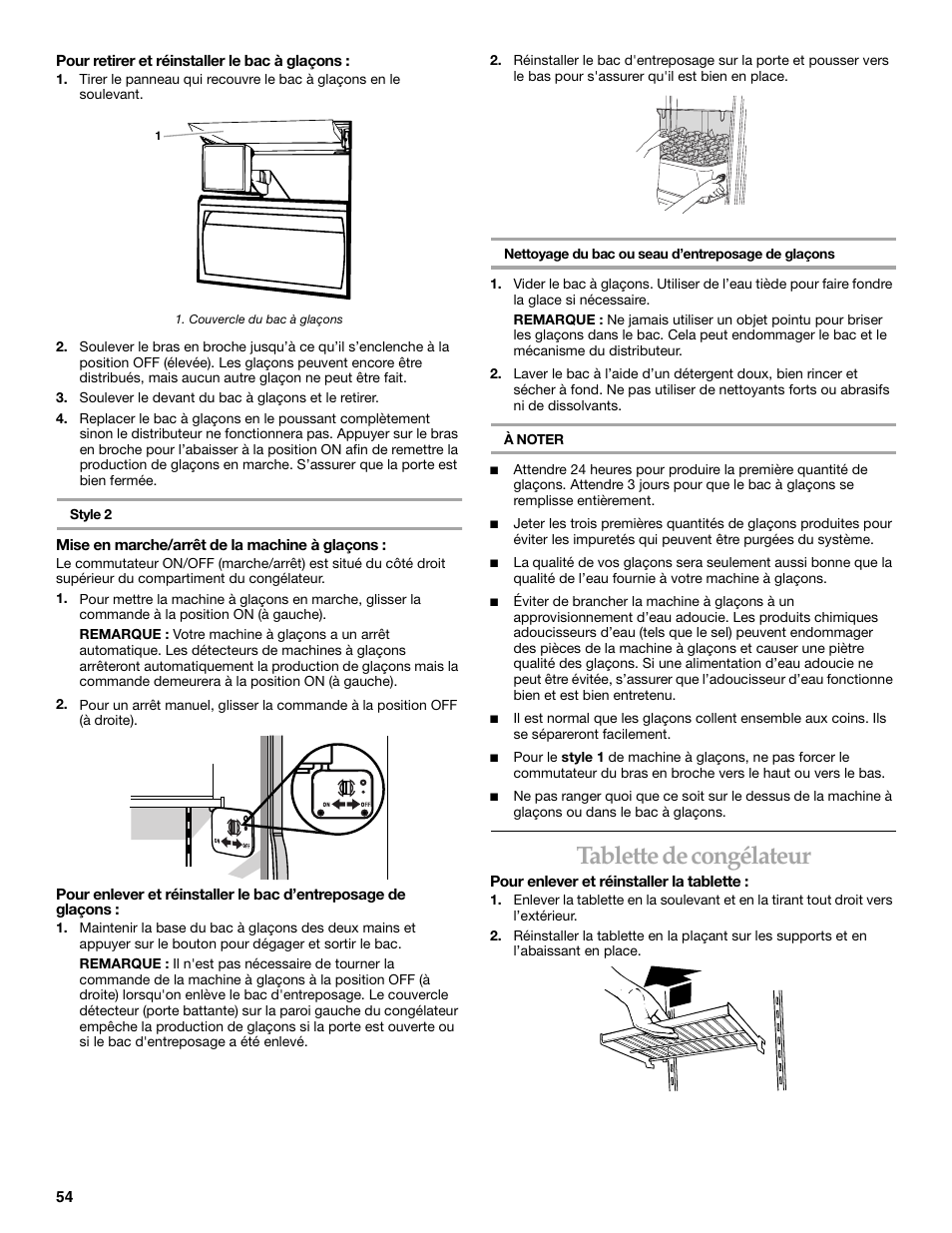 Tablette de congélateur | KITCHENAID Side-by-Side Referigerator User Manual | Page 54 / 64