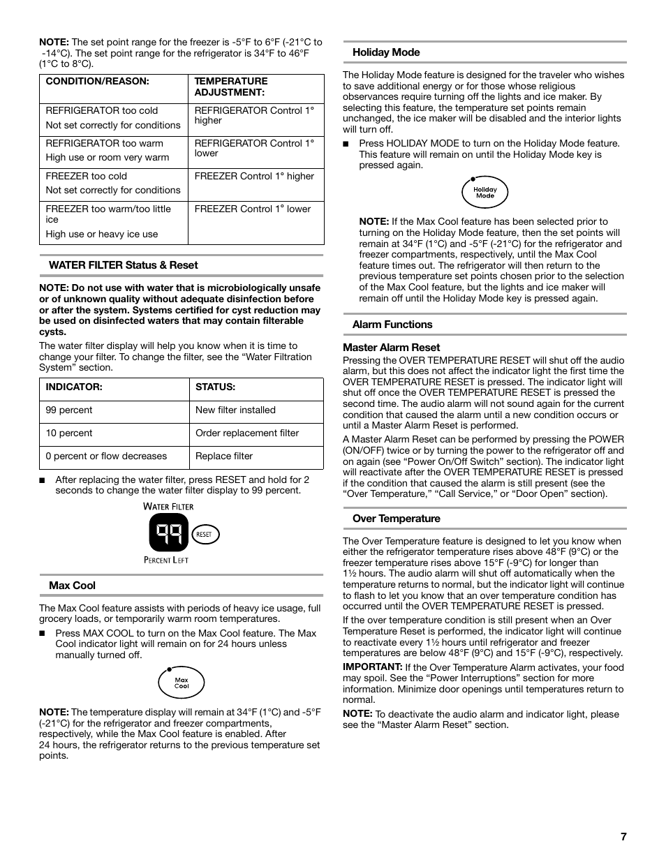 KITCHENAID Side-by-Side Referigerator User Manual | Page 7 / 64