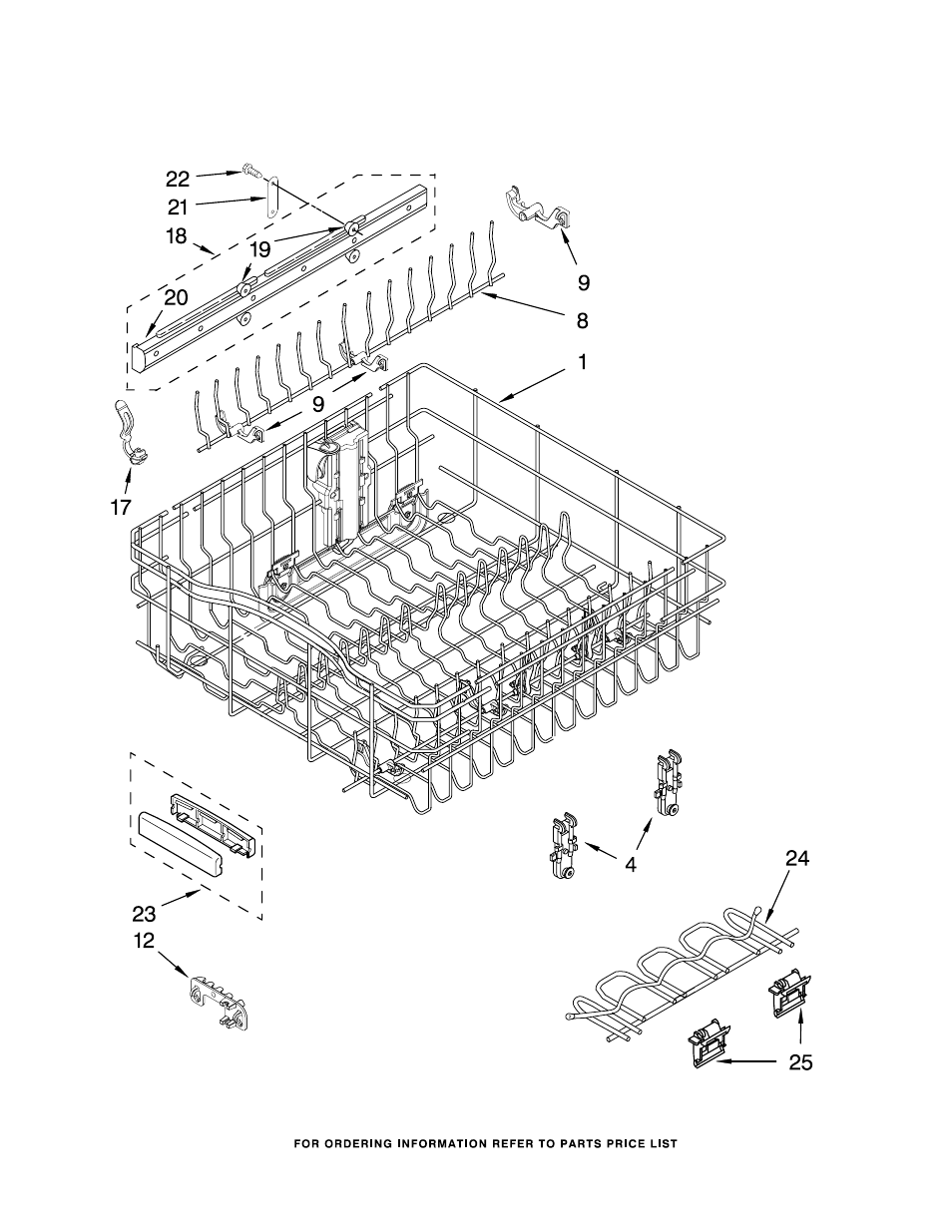 Upper rack and track, Upper rack and track parts | KITCHENAID KUDP01FLBL1 User Manual | Page 11 / 15