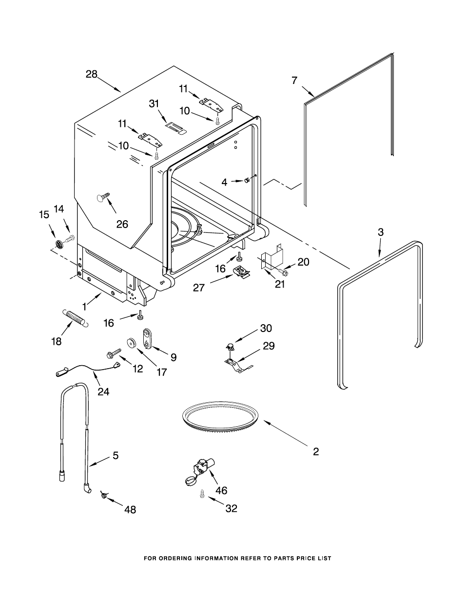 Tub and frame, Tub and frame parts | KITCHENAID KUDP01FLBL1 User Manual | Page 7 / 15