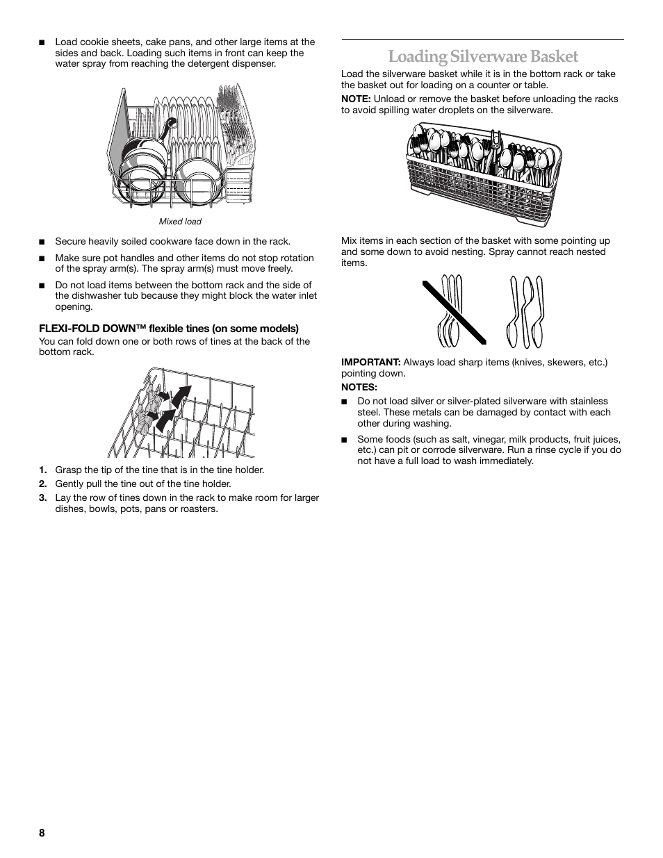 Loading silverware basket | KITCHENAID KUDI01FL User Manual | Page 8 / 19