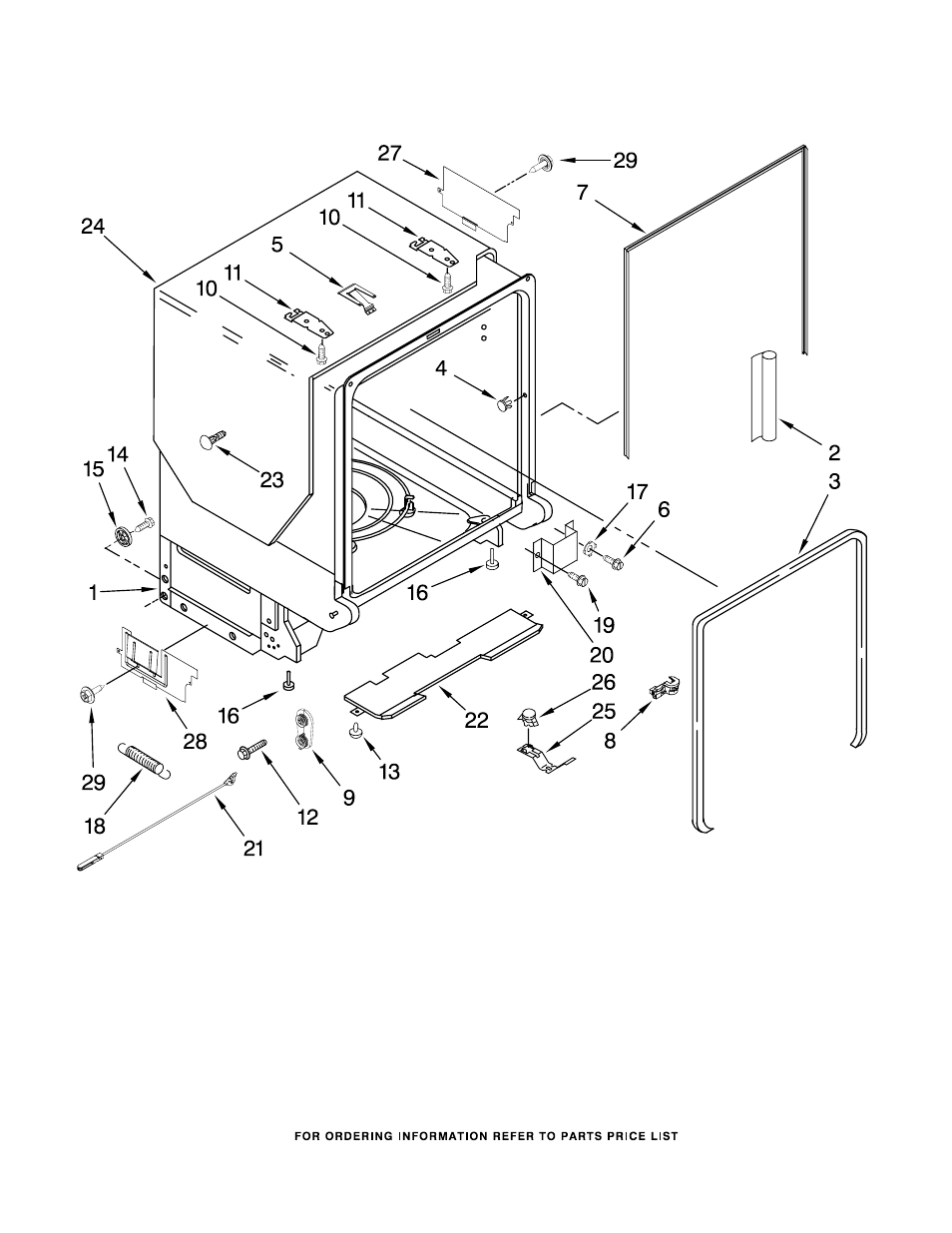 Tub and frame, Tub and frame parts | KITCHENAID KUDE70FVSS0 User Manual | Page 5 / 15