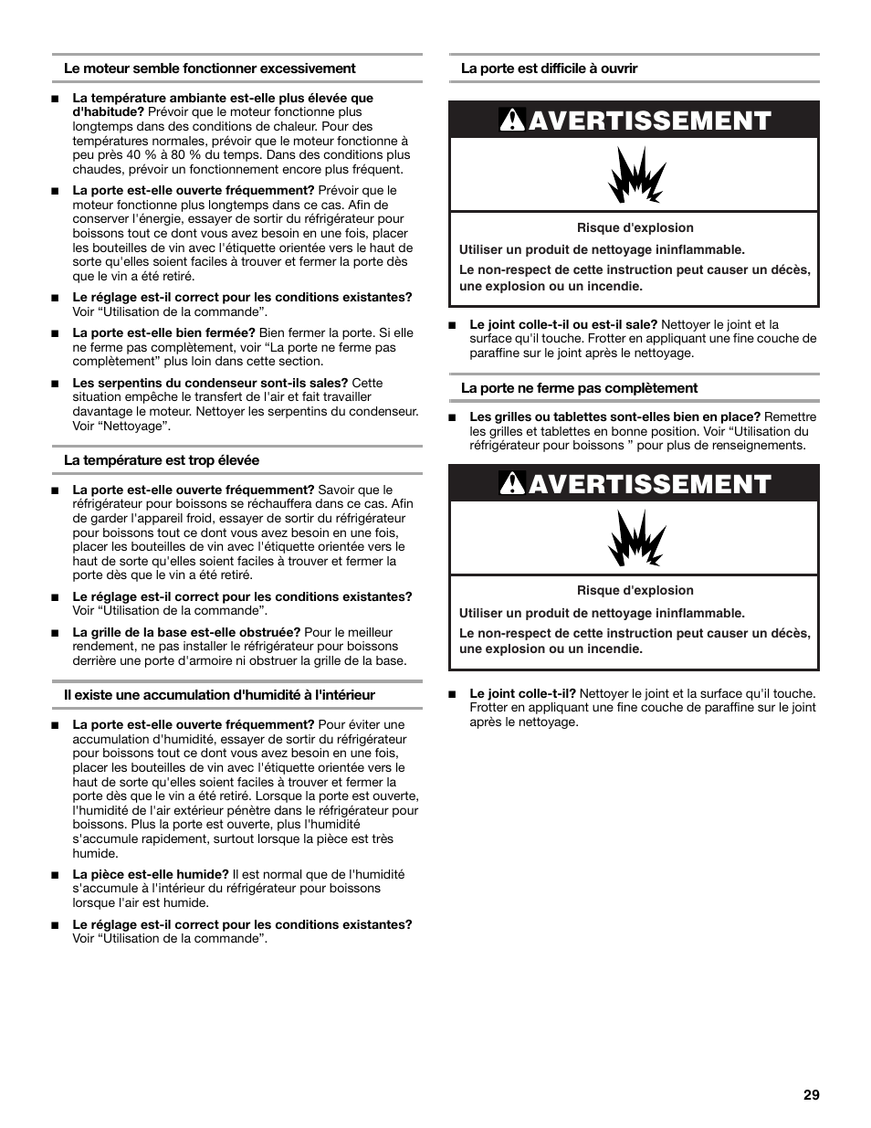 Avertissement | KITCHENAID BEVERAGECENTER User Manual | Page 29 / 32