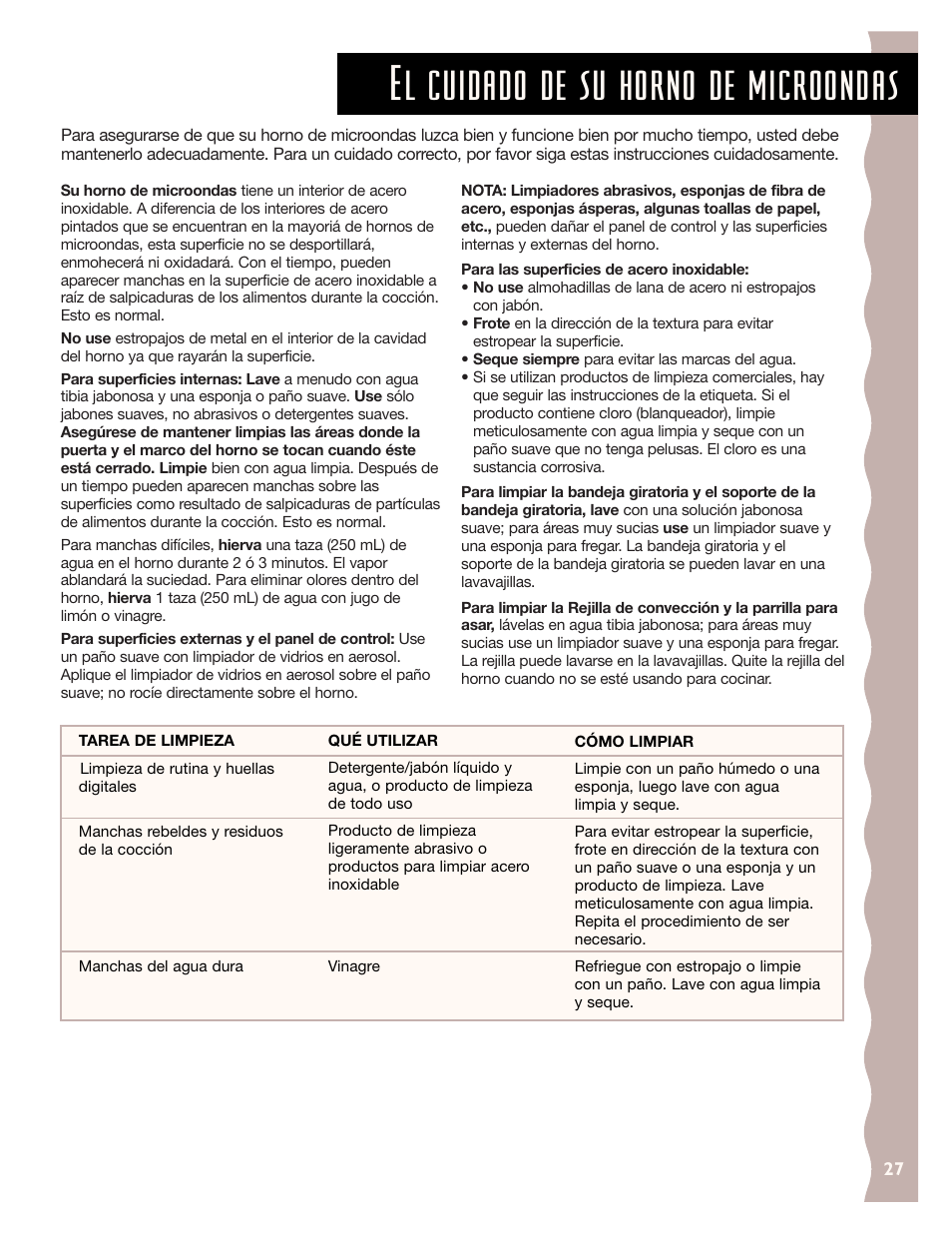 El cuidado de su horno de microondas | KITCHENAID KCMC155J User Manual | Page 57 / 64