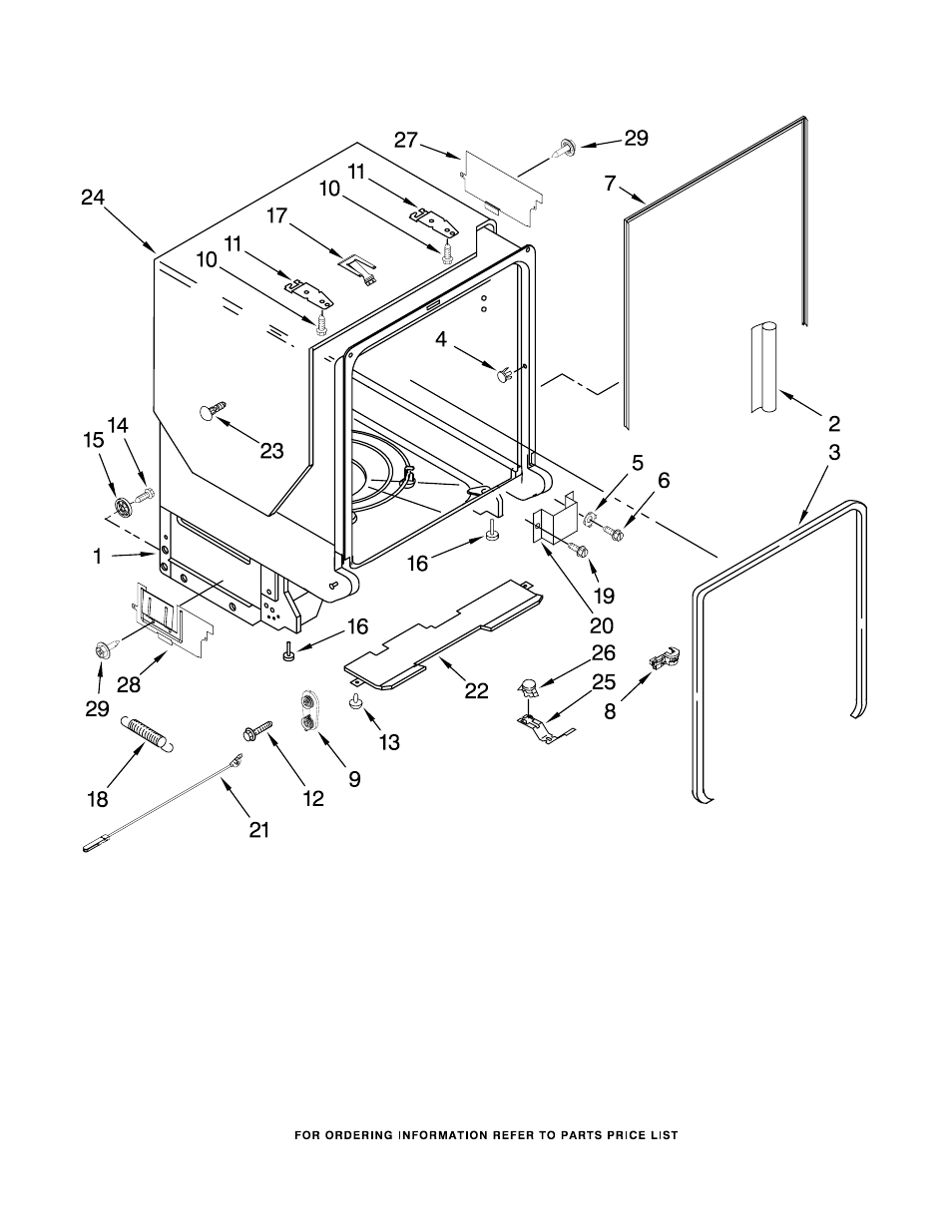 Tub and frame, Tub and frame parts | KITCHENAID KUDE70CVSS1 User Manual | Page 5 / 15