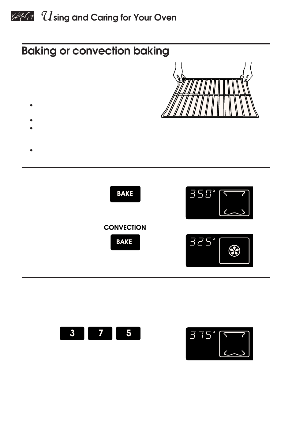 Baking or convection baking, Sing, Aring | KITCHENAID KERH507 User Manual | Page 20 / 54