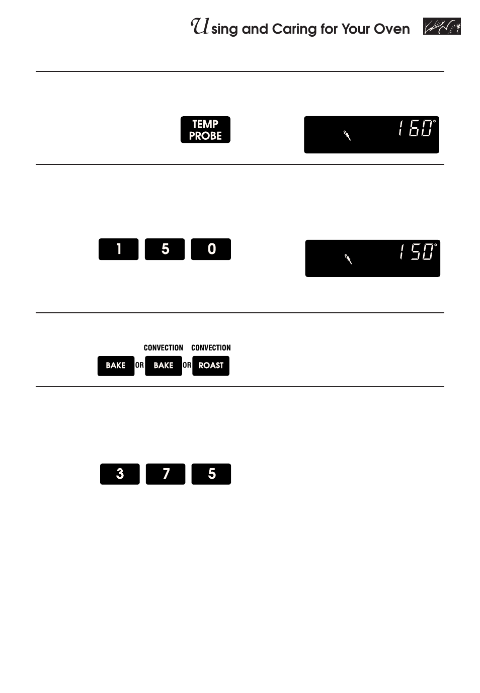 Sing and caring for your oven, Choose temperature probe setting, Set temperature (optional) | Choose cook setting, Temp probe | KITCHENAID KERH507 User Manual | Page 25 / 54