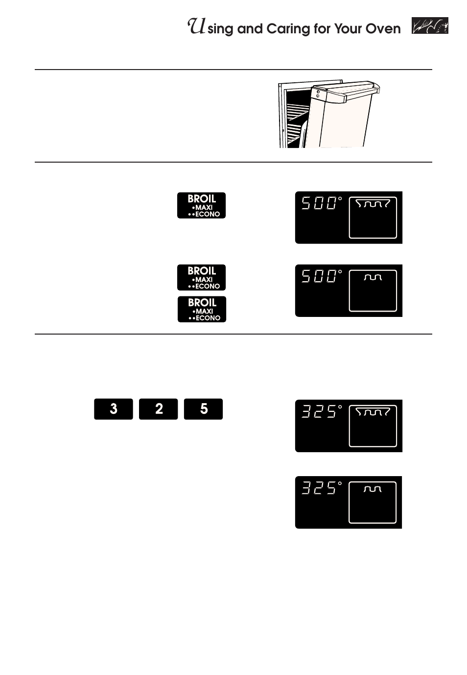 Sing and caring for your oven, Close door, Choose broil setting | Set temperature (optional) | KITCHENAID KERH507 User Manual | Page 29 / 54