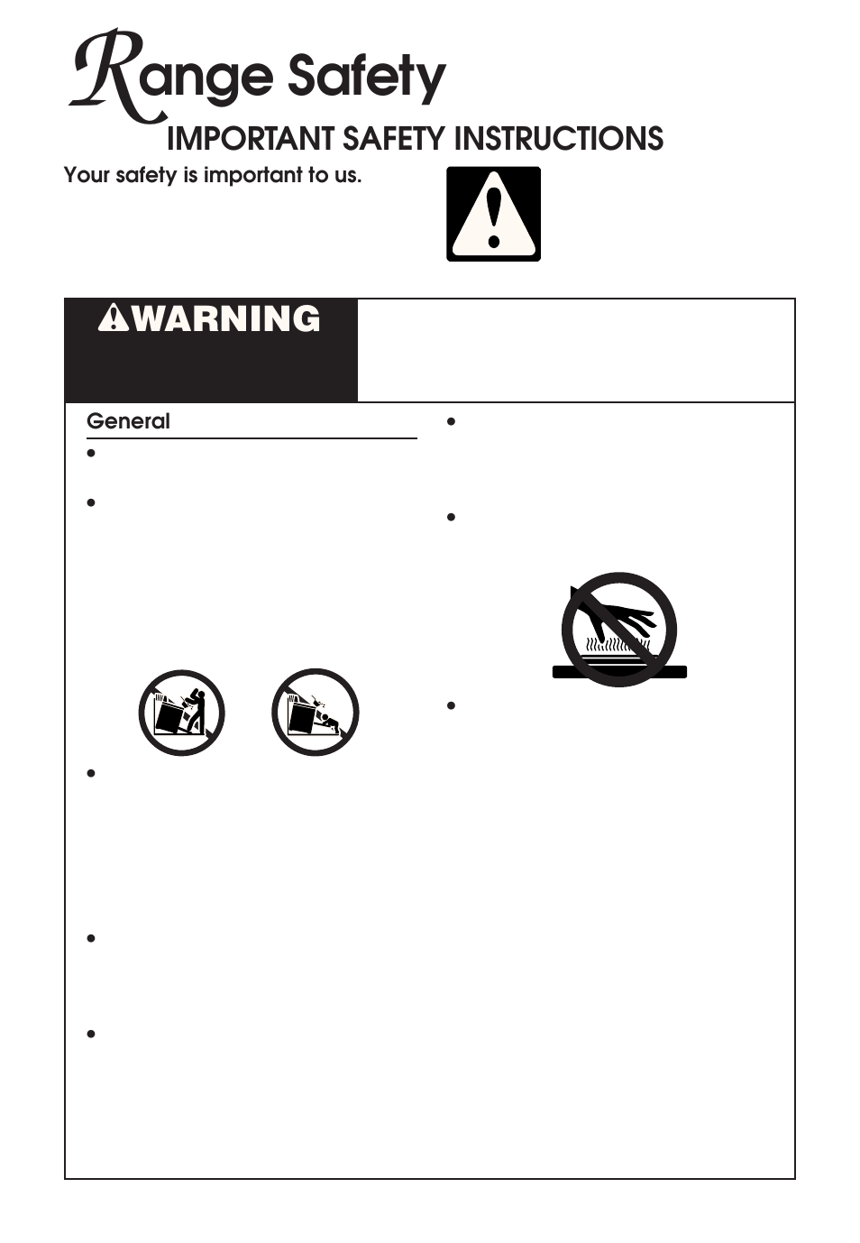 Safety, Ange safety, Wwarning | Important safety instructions | KITCHENAID KERH507 User Manual | Page 3 / 54