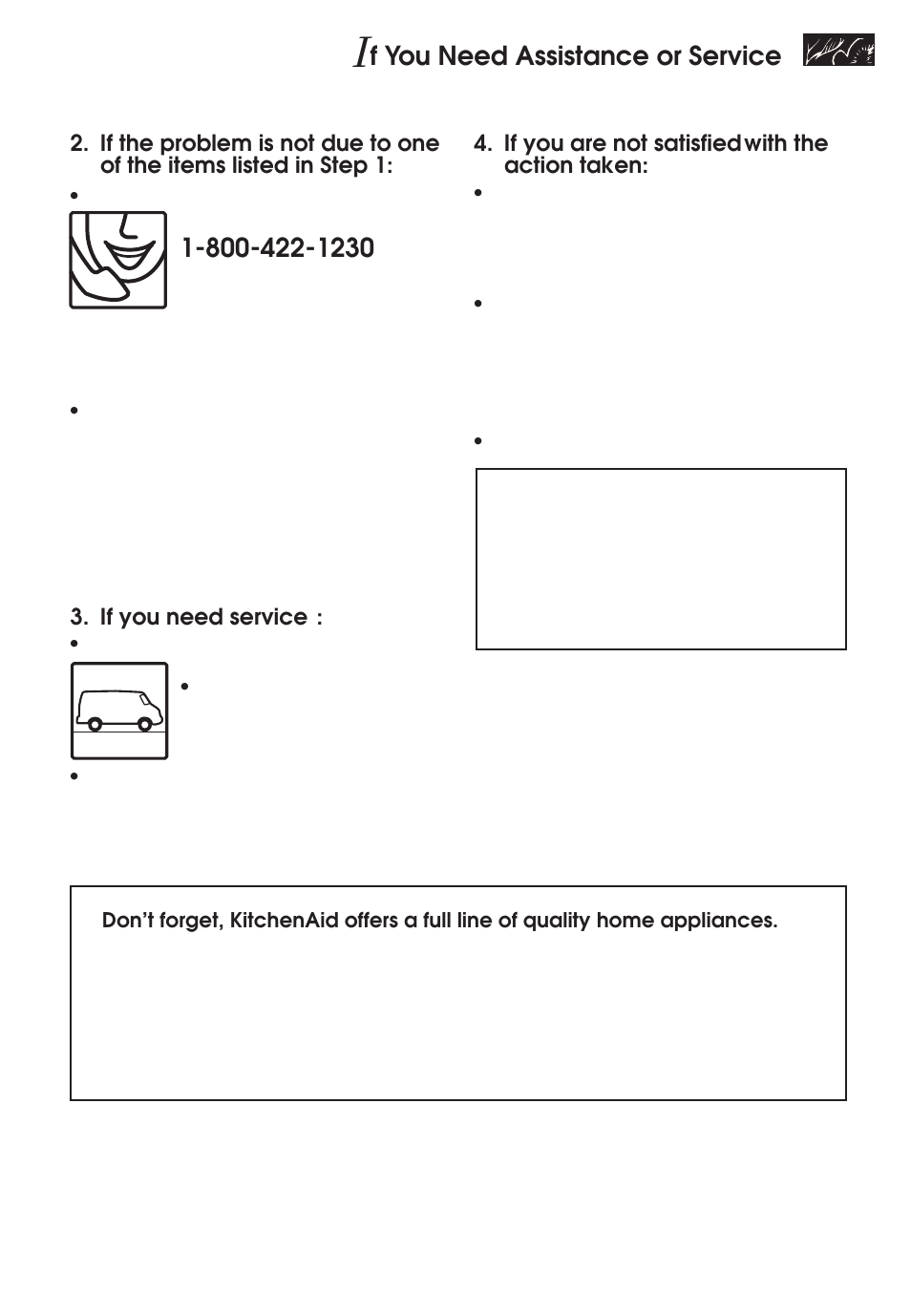 F you need assistance or service | KITCHENAID KERH507 User Manual | Page 53 / 54