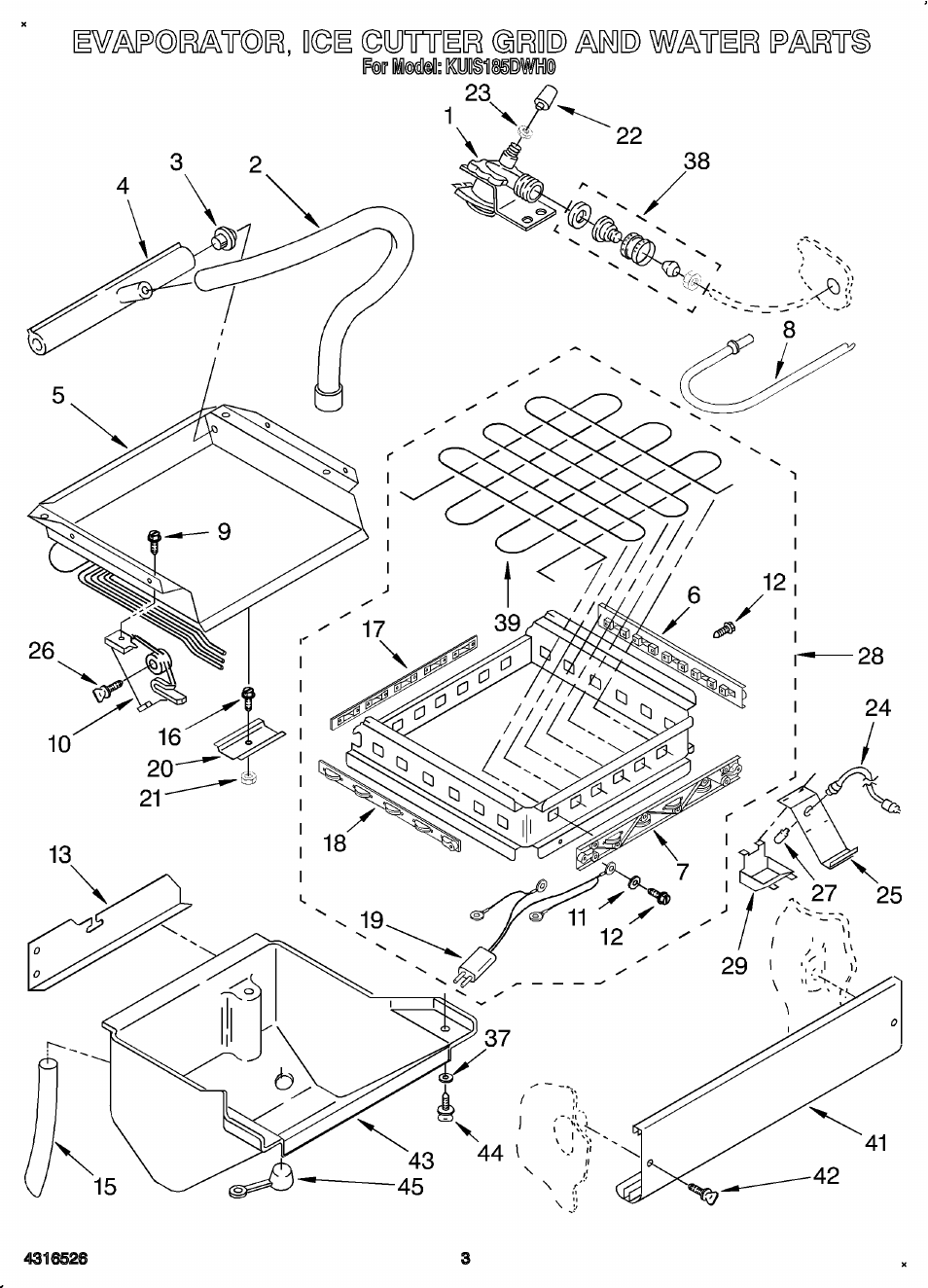 Evaporator, ice cutter grid and water | KITCHENAID KUIS185DWH0 User Manual | Page 4 / 11