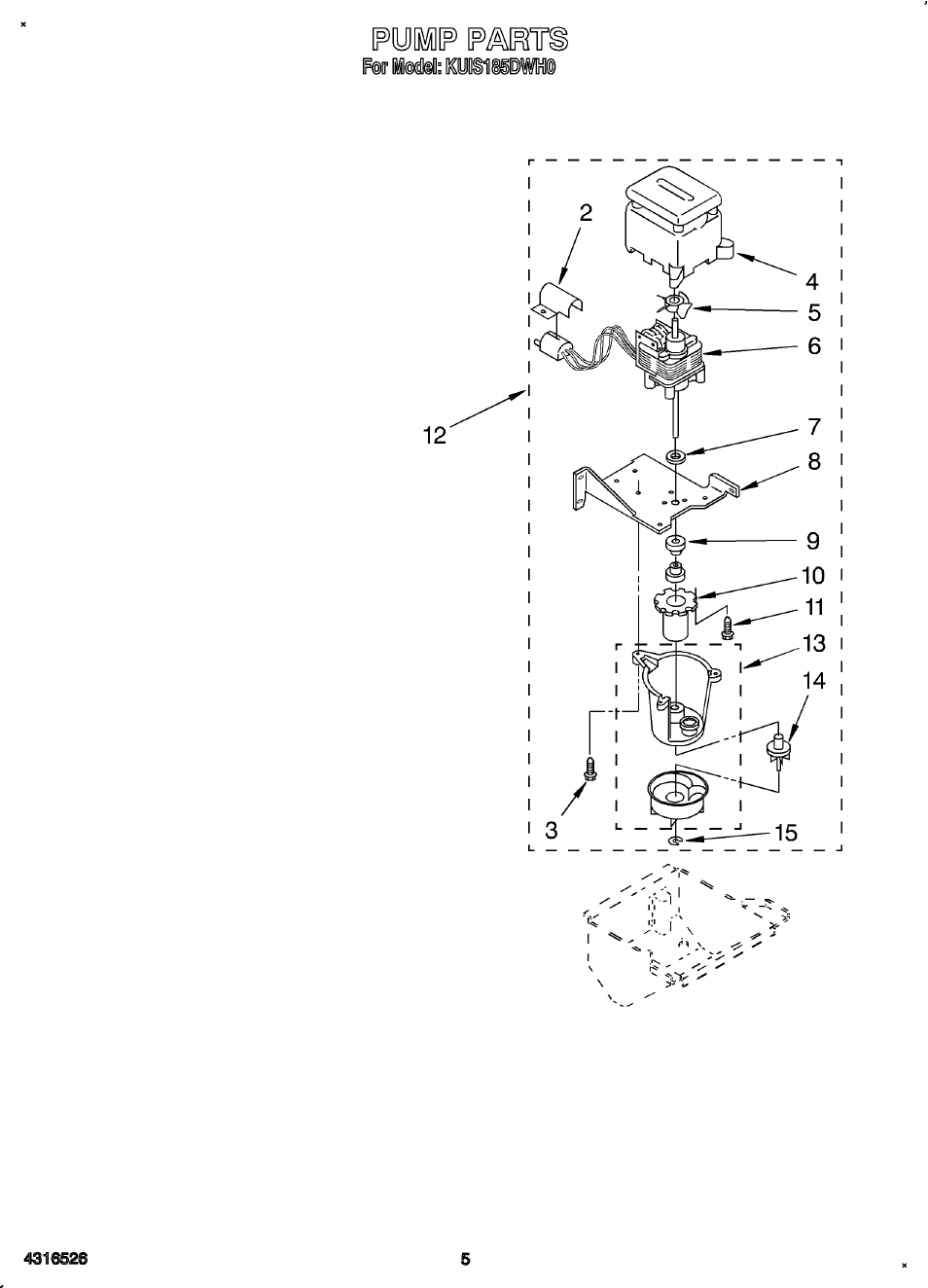 Pump | KITCHENAID KUIS185DWH0 User Manual | Page 6 / 11