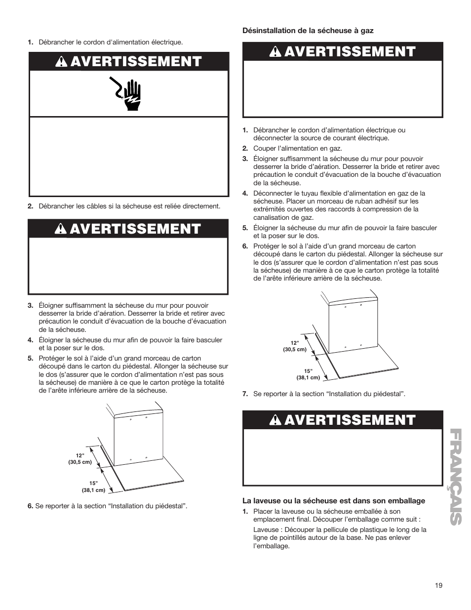 Avertissement | KITCHENAID 15.5" (39.4 cm) Washer/Dryer Pedestal User Manual | Page 19 / 24