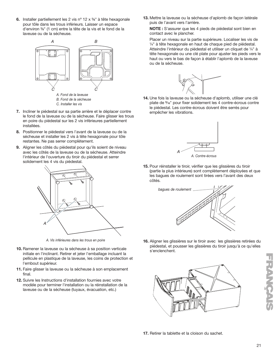 KITCHENAID 15.5" (39.4 cm) Washer/Dryer Pedestal User Manual | Page 21 / 24