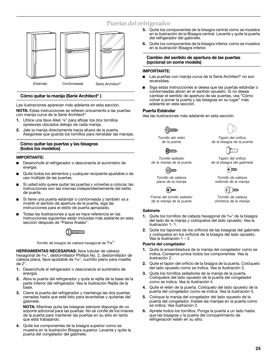 Puertas del refrigerador | KITCHENAID 2302428 User Manual | Page 25 / 56