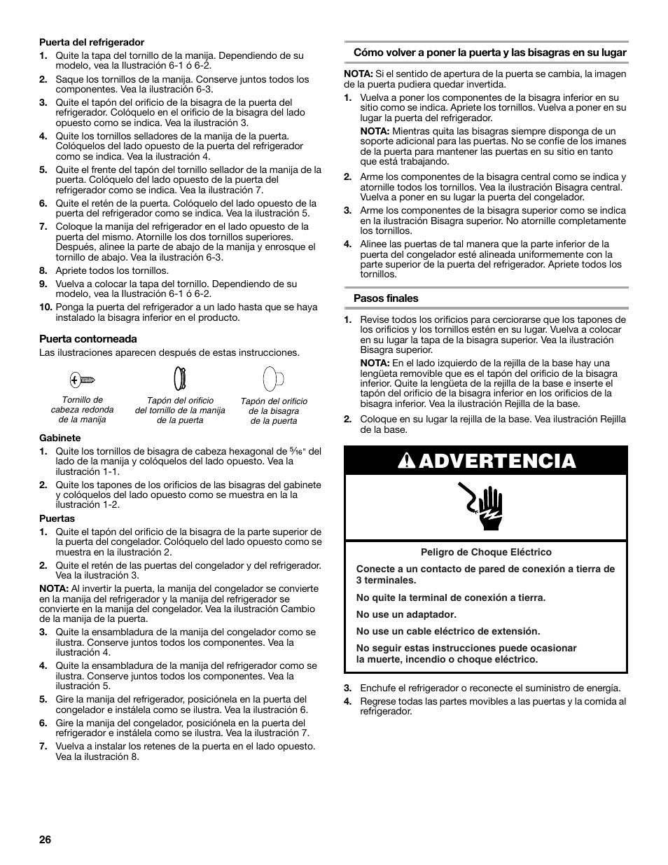 Advertencia | KITCHENAID 2302428 User Manual | Page 26 / 56