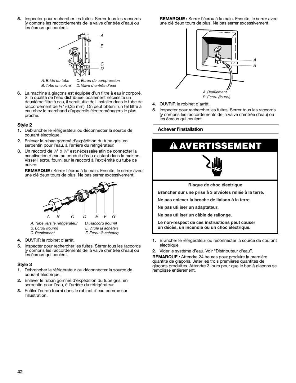 Avertissement | KITCHENAID 2302428 User Manual | Page 42 / 56