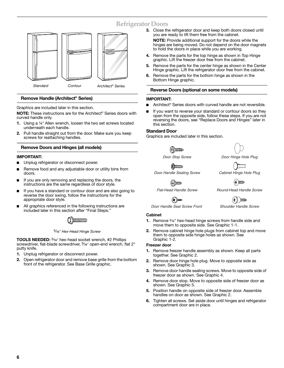 Refrigerator doors | KITCHENAID 2302428 User Manual | Page 6 / 56