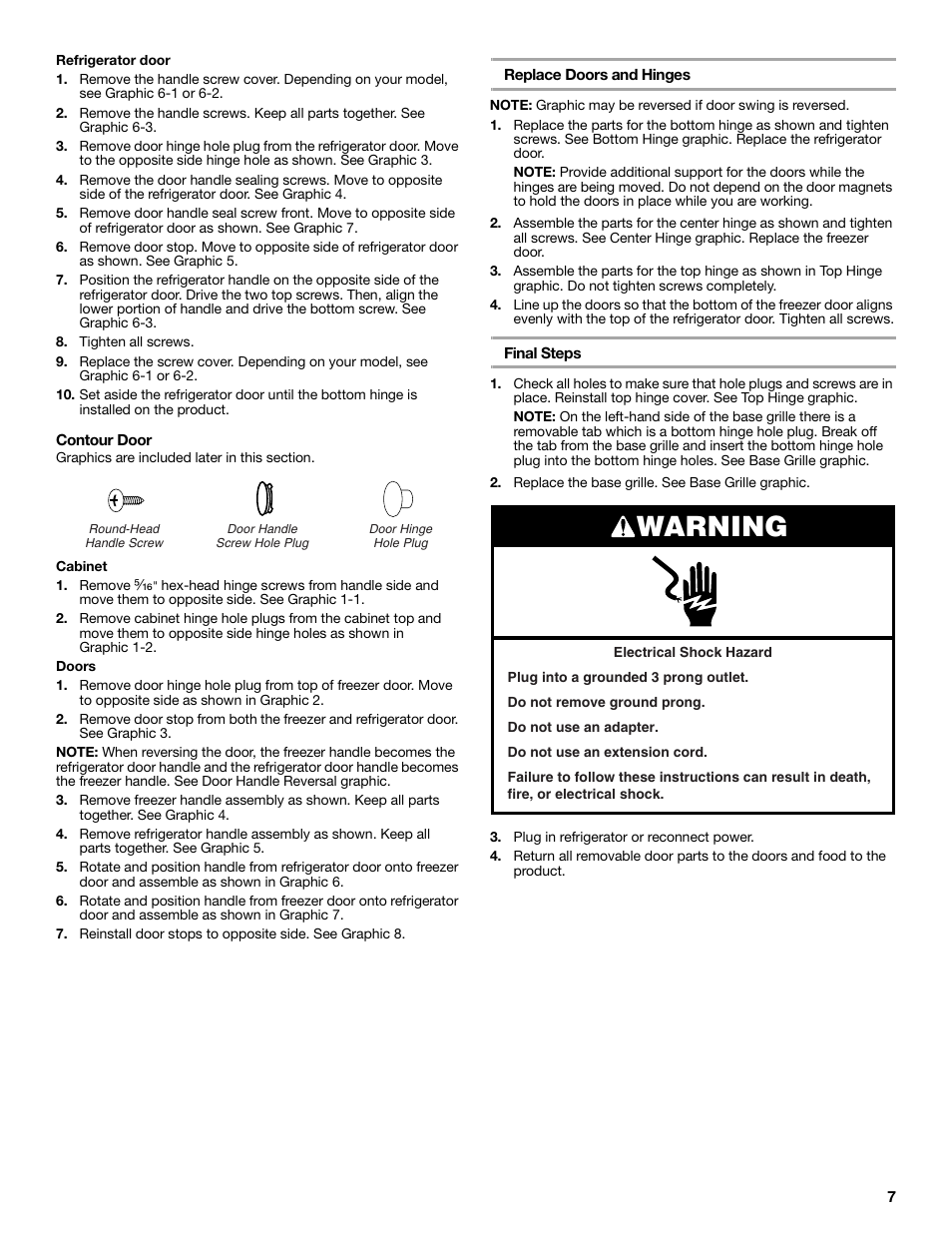 Warning | KITCHENAID 2302428 User Manual | Page 7 / 56