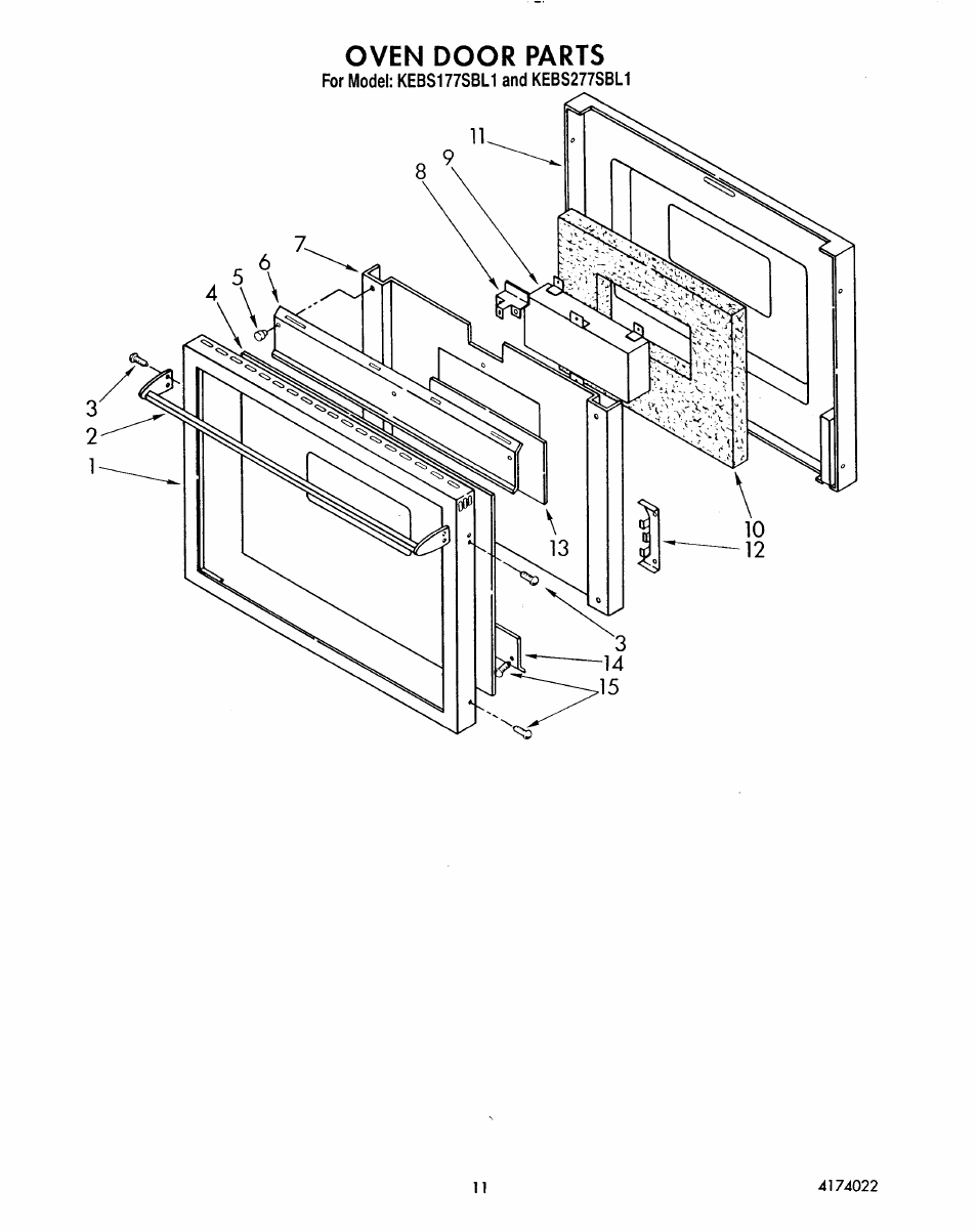 Oven door | KITCHENAID KEBS177SBL0 User Manual | Page 19 / 22