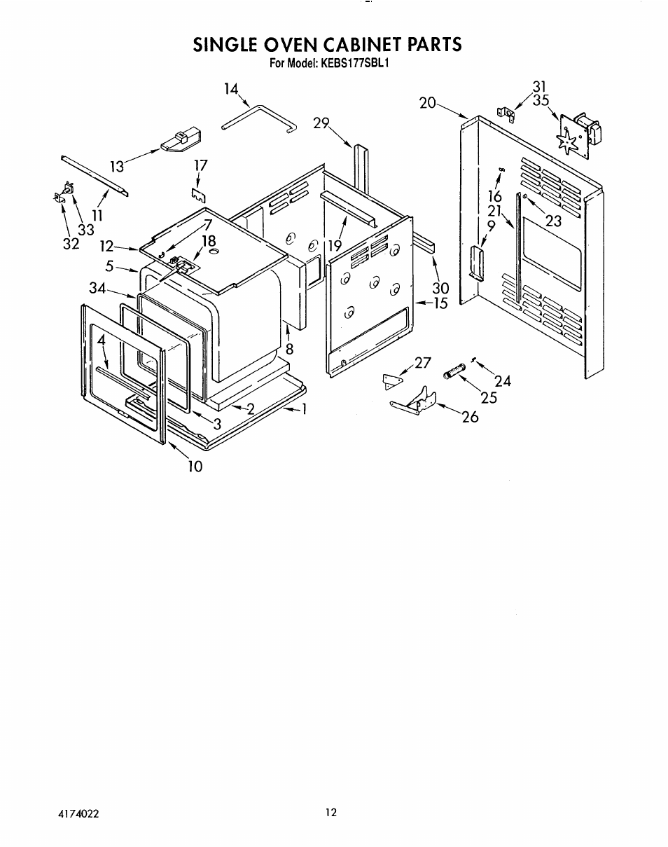 Single oven cabinet | KITCHENAID KEBS177SBL0 User Manual | Page 21 / 22