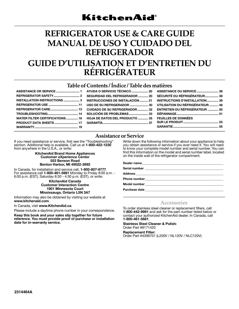 KITCHENAID 2314464 User Manual | 56 pages