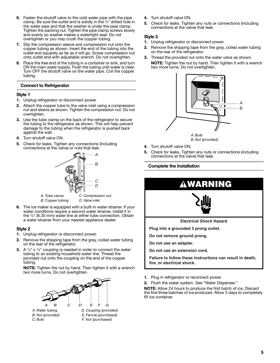 Warning | KITCHENAID 2314464 User Manual | Page 5 / 56