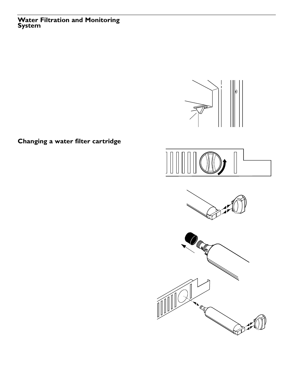 Water filtration and monitoring system, Changing a water filter cartridge | KITCHENAID 2209477 User Manual | Page 15 / 96