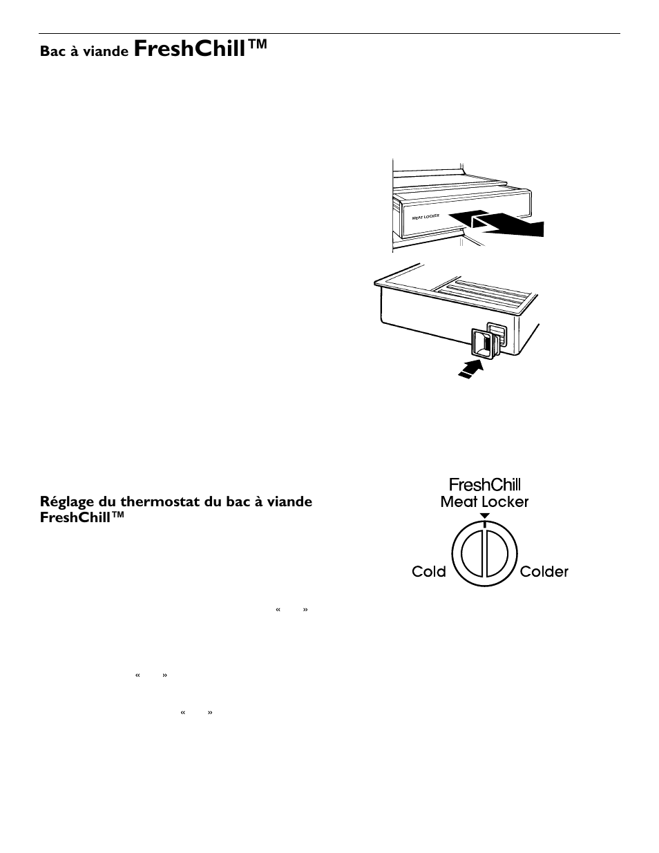 Freshchill, Bac à viande, Réglage du thermostat du bac à viande freshchill | KITCHENAID 2209477 User Manual | Page 40 / 96