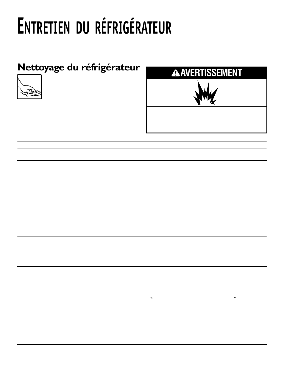 Ntretien du réfrigérateur, Nettoyage du réfrigérateur, Avertissement | KITCHENAID 2209477 User Manual | Page 51 / 96