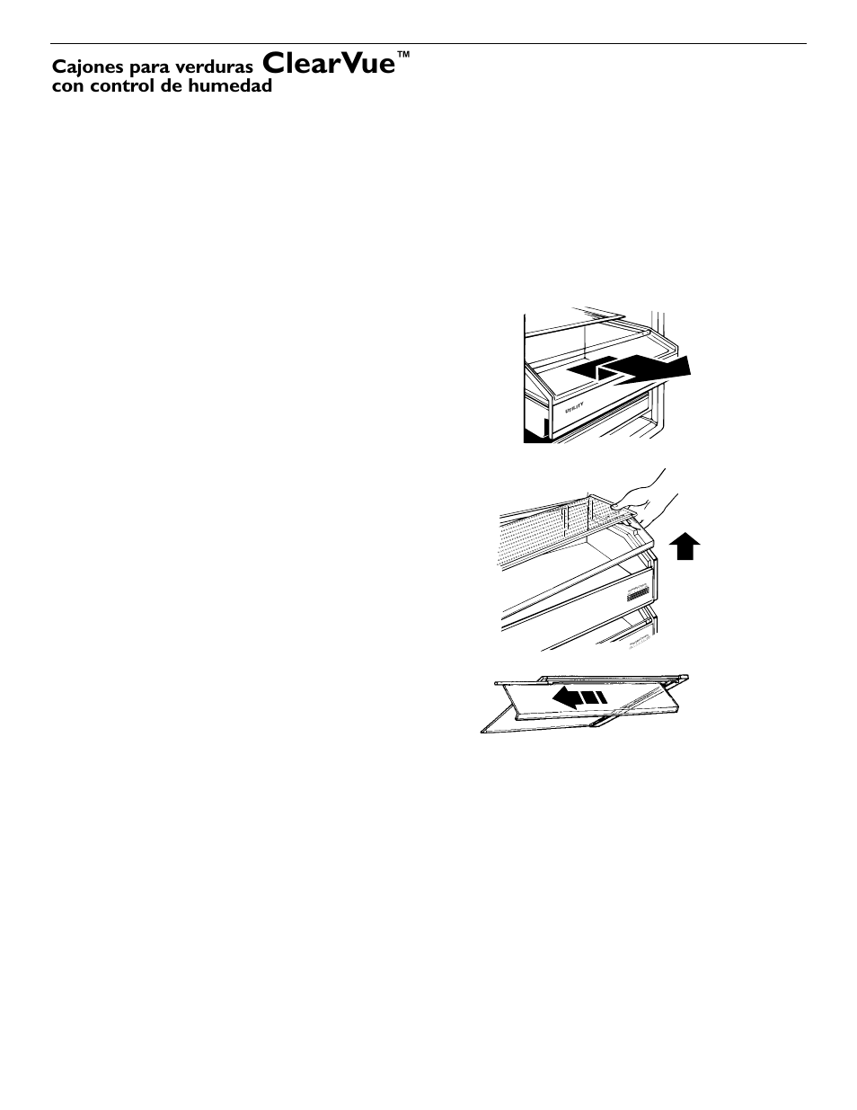 Clearvue, Cajones para verduras, Con control de humedad | KITCHENAID 2209477 User Manual | Page 73 / 96