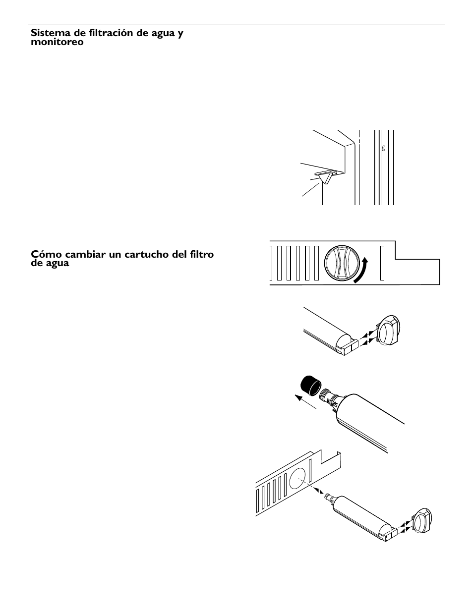 Sistema de filtración de agua y monitoreo, Cómo cambiar un cartucho del filtro de agua | KITCHENAID 2209477 User Manual | Page 79 / 96