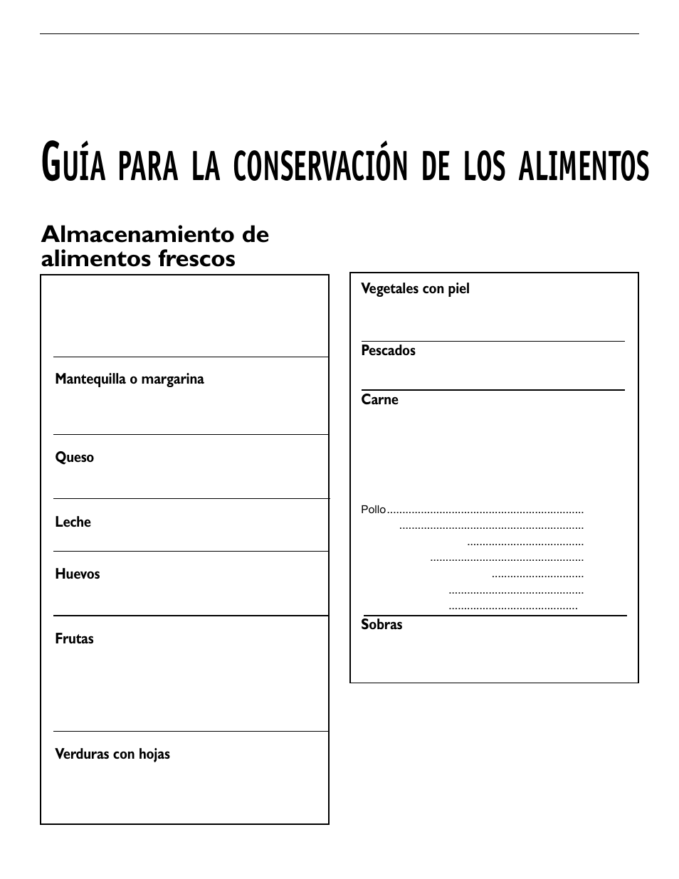 Uía para la conservación de los alimentos, Almacenamiento de alimentos frescos | KITCHENAID 2209477 User Manual | Page 85 / 96