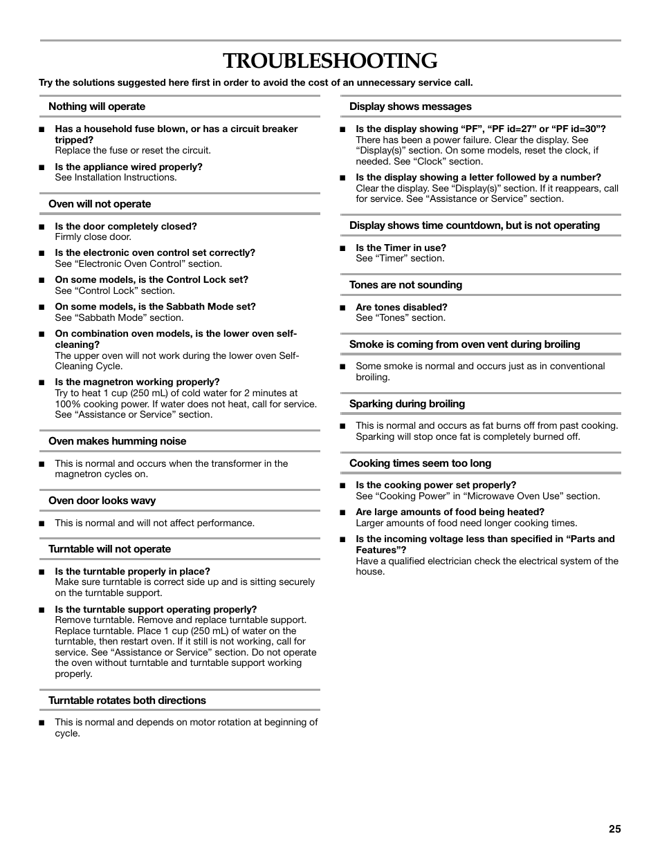 Troubleshooting | KITCHENAID KBHC109 User Manual | Page 25 / 28