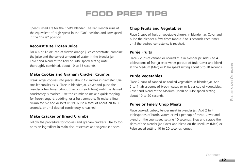 Food prep tips | KITCHENAID PROLINE KPCB148 User Manual | Page 20 / 78