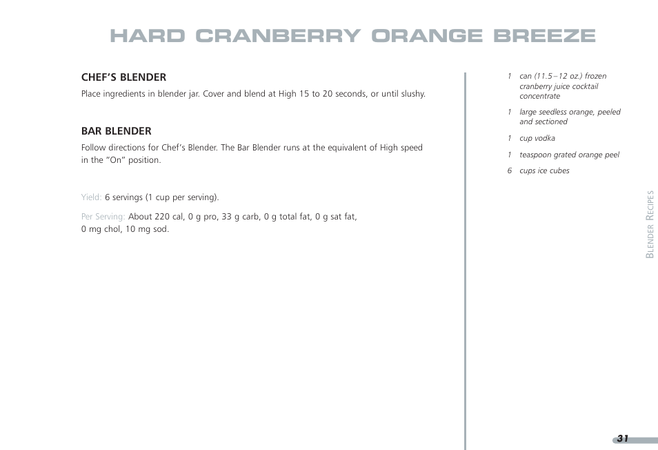 Hard cranberry orange breeze | KITCHENAID PROLINE KPCB148 User Manual | Page 32 / 78