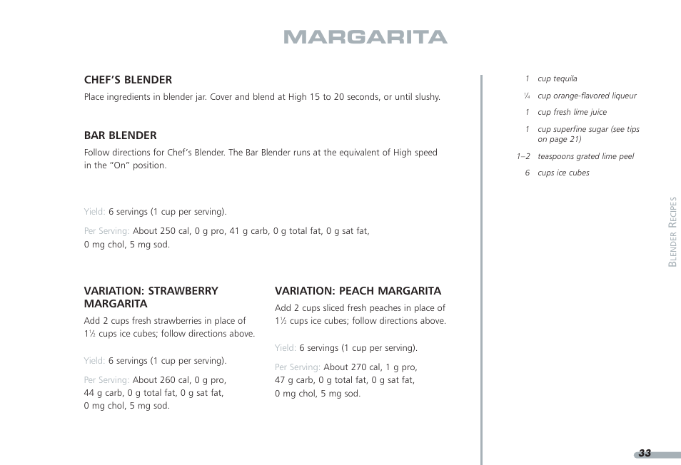 Margarita | KITCHENAID PROLINE KPCB148 User Manual | Page 34 / 78