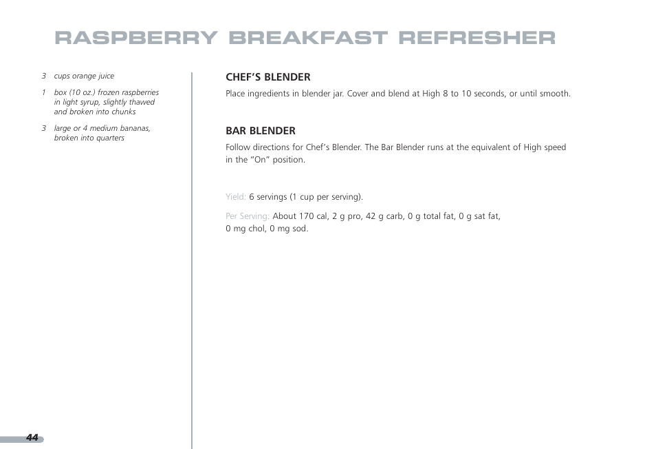 Raspberry breakfast refresher | KITCHENAID PROLINE KPCB148 User Manual | Page 45 / 78