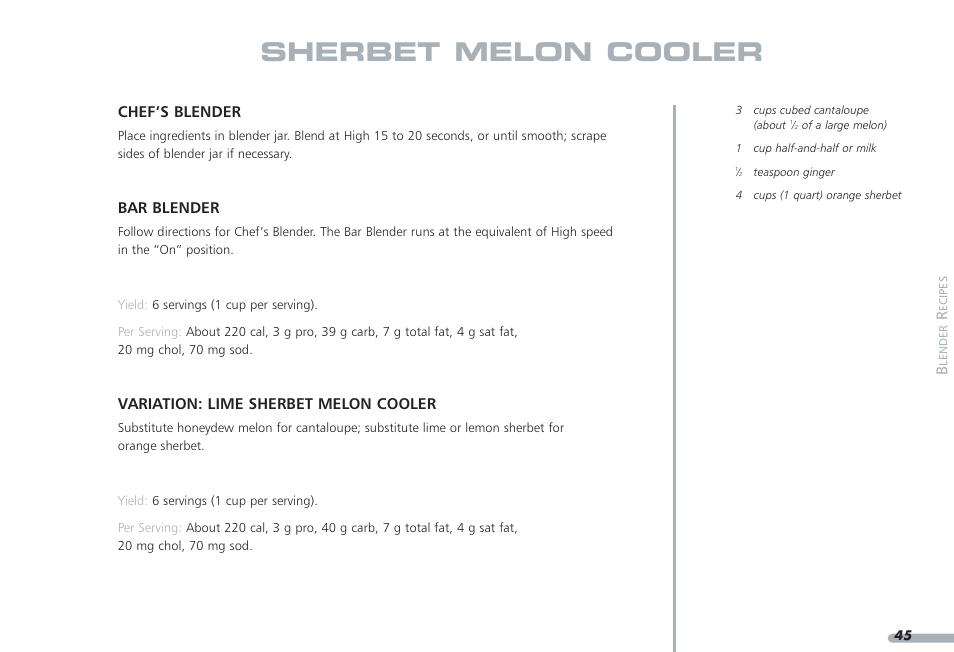 Sherbet melon cooler | KITCHENAID PROLINE KPCB148 User Manual | Page 46 / 78