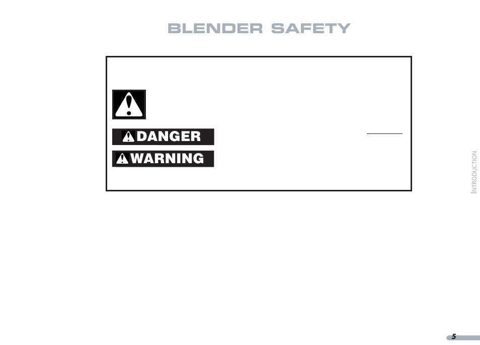 Blender safety, Danger warning | KITCHENAID PROLINE KPCB148 User Manual | Page 6 / 78