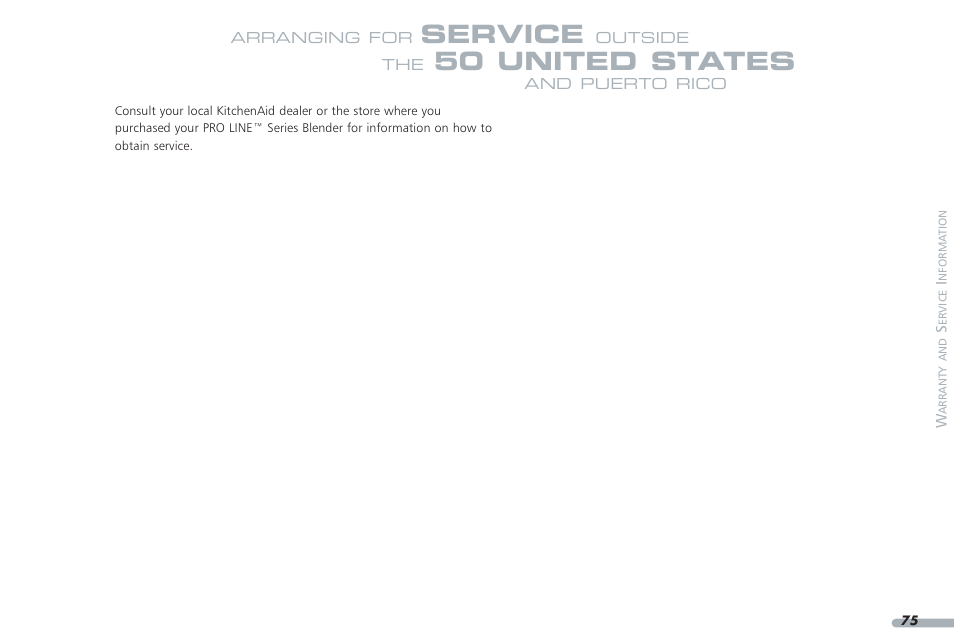 Service, 50 united states | KITCHENAID PROLINE KPCB148 User Manual | Page 76 / 78