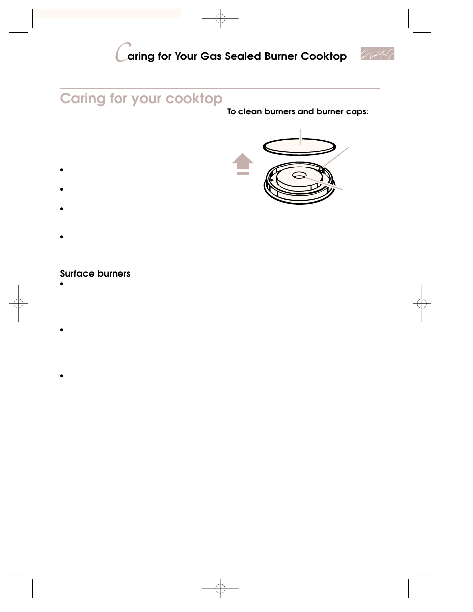 Caring for your cooktop, Aring for your gas sealed burner cooktop | KITCHENAID KKECT025 User Manual | Page 25 / 36