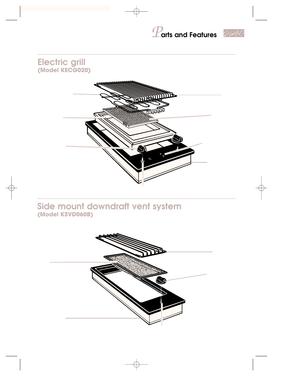 Electric grill, Side mount downdraft vent system | KITCHENAID KKECT025 User Manual | Page 9 / 36