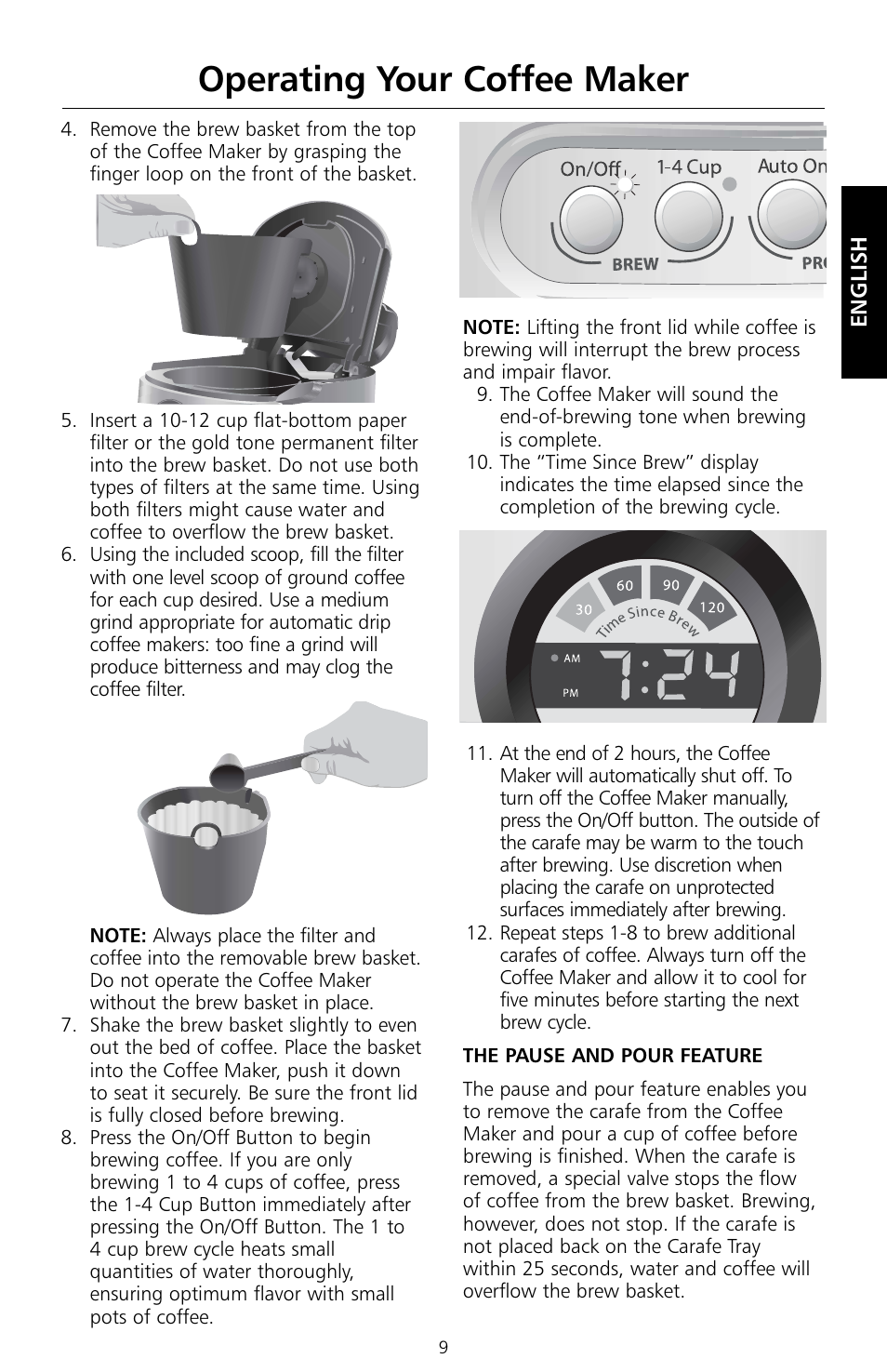 Operating your coffee maker | KITCHENAID KCM534 User Manual | Page 11 / 52