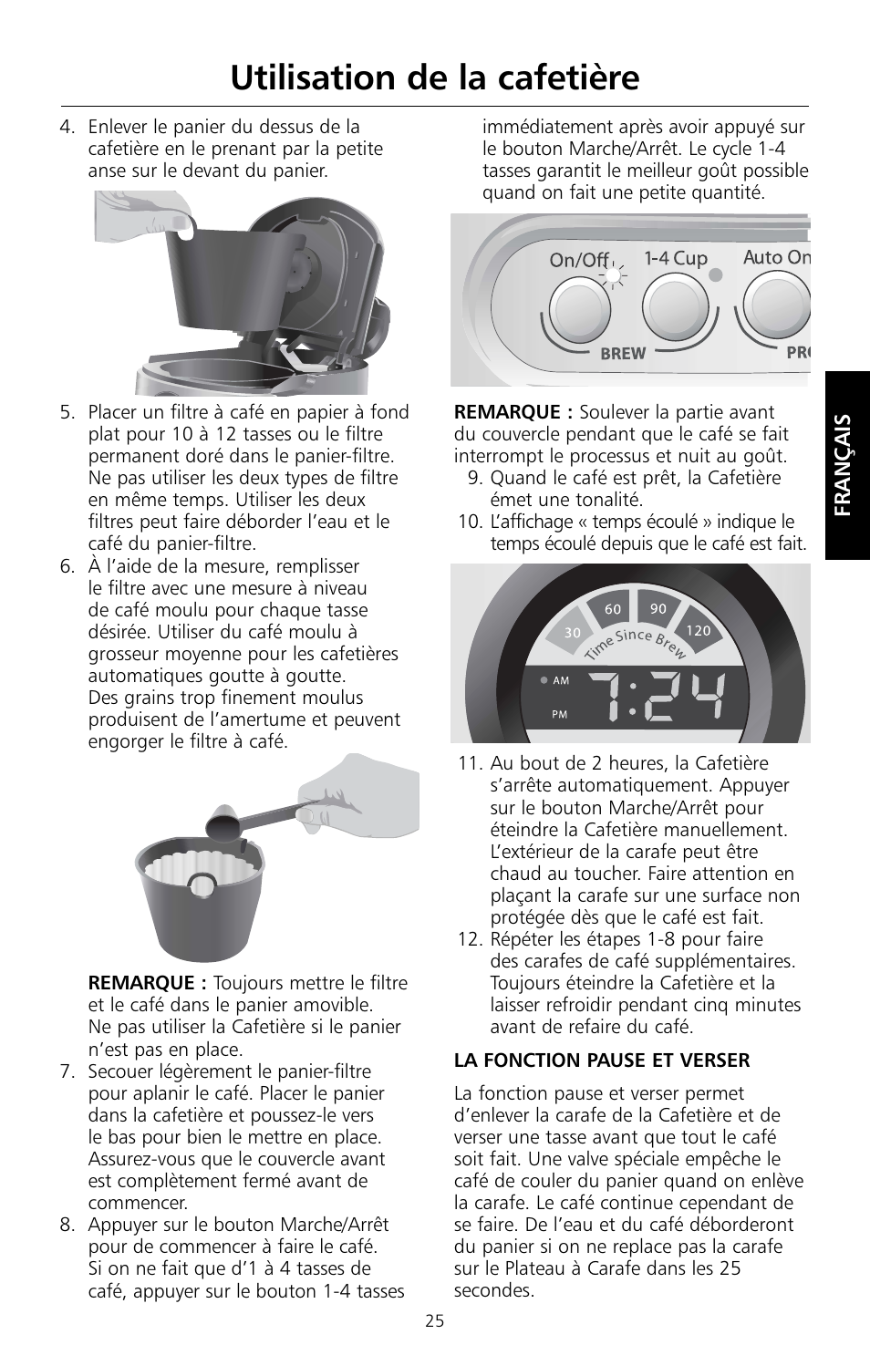 Utilisation de la cafetière | KITCHENAID KCM534 User Manual | Page 27 / 52