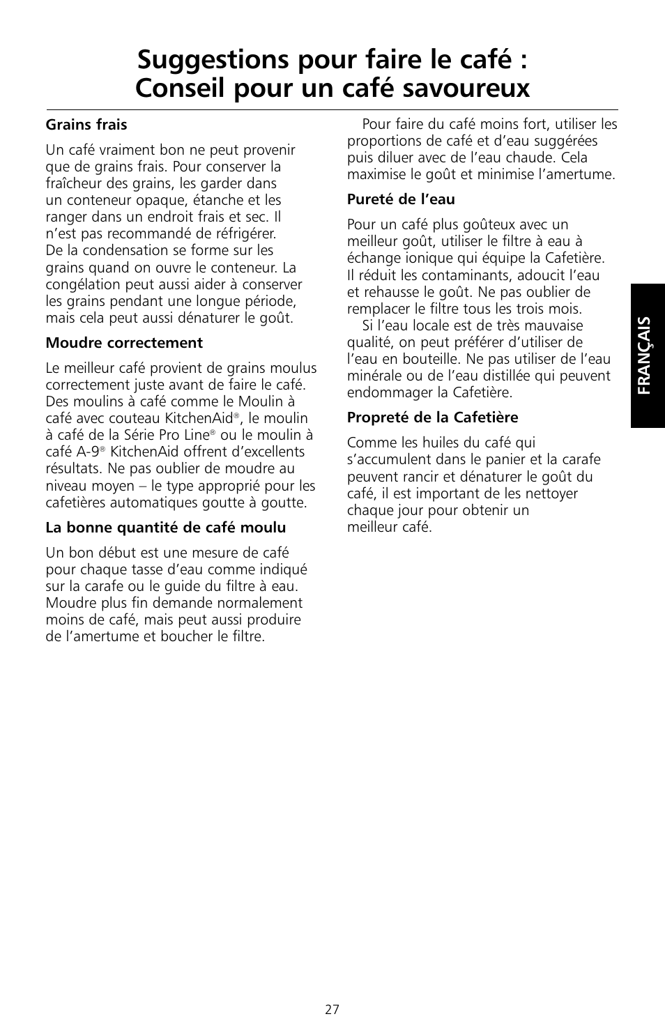 KITCHENAID KCM534 User Manual | Page 29 / 52