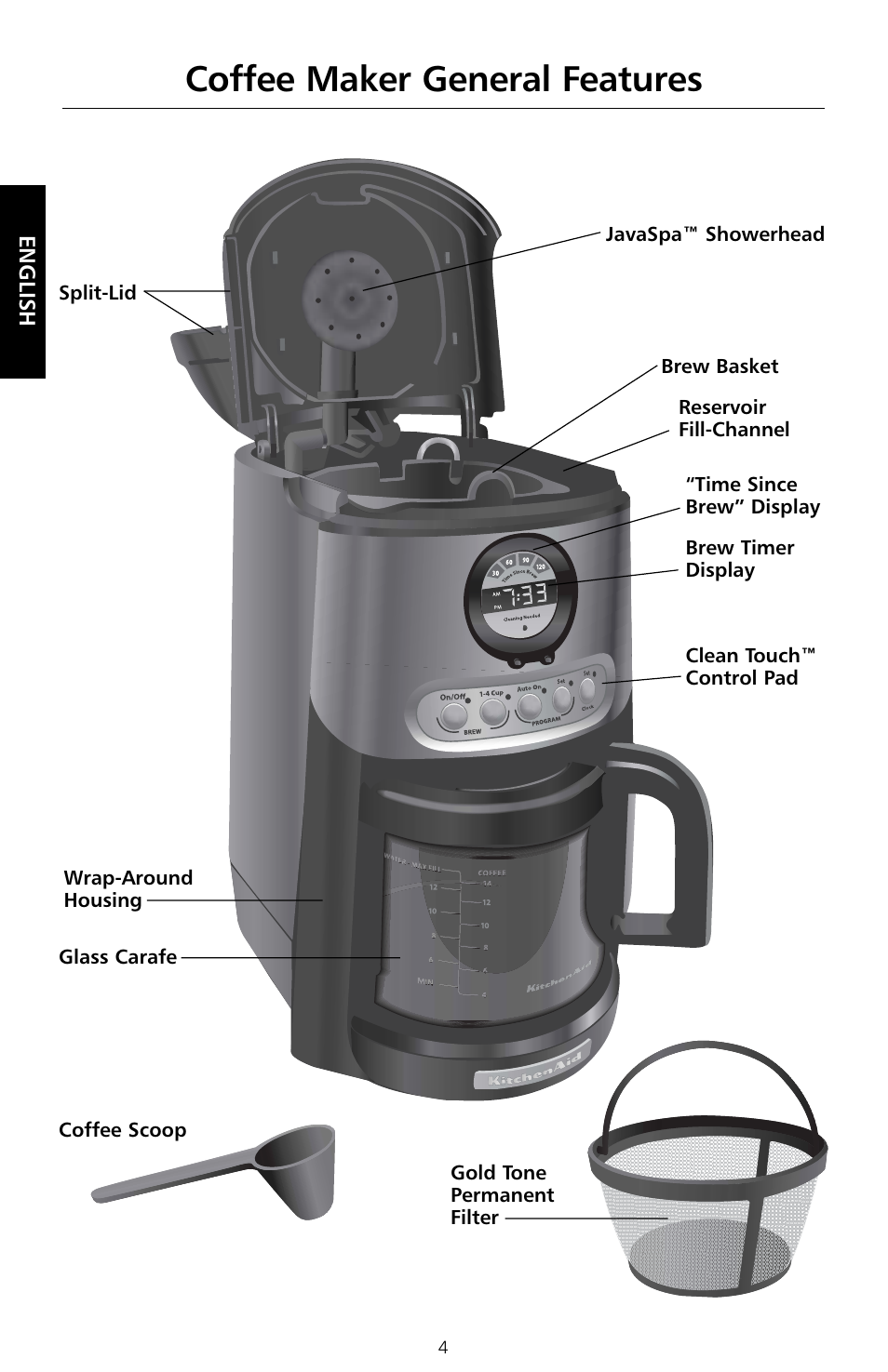 Coffee maker general features | KITCHENAID KCM534 User Manual | Page 6 / 52